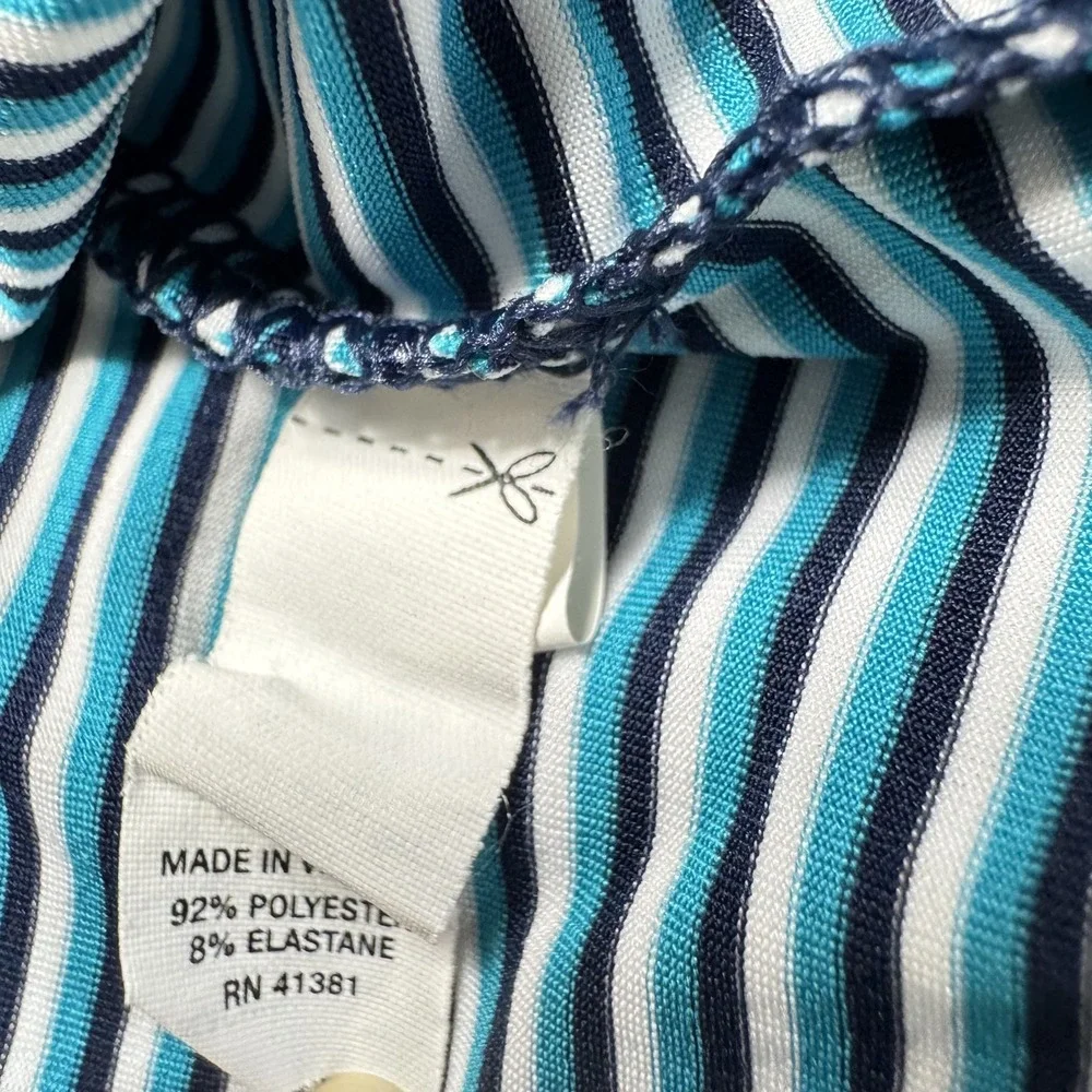 Ralph Lauren Polo Shirt Mens Small Blue White Striped‎ Stretch Golf Performance